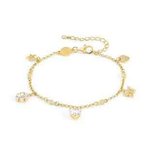 Nomination Sterling Silver Gold Tone and Cubic Zirconia Charms Bracelet