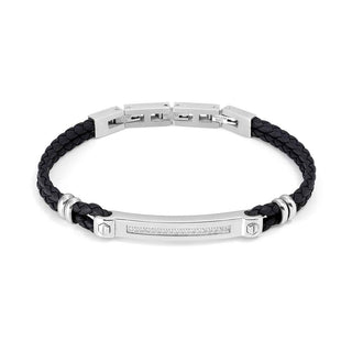 Nomination Stainless Steel Black Synthetic Leather and CZ Manvision Bracelet