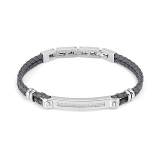 Nomination Stainless Steel and Synthetic Leather Grey and White Manvision Bracelet