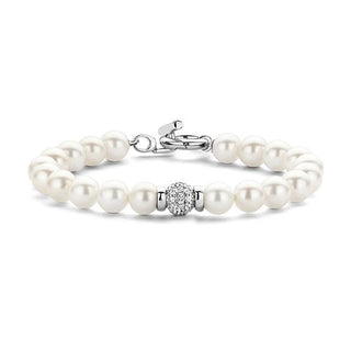 Ti Sento Silver Pearl & Pave Cz Bracelet