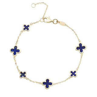 9ct Yellow Gold Lapis Lazuli Clover Bracelet