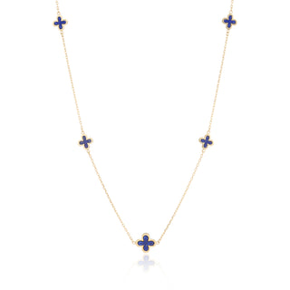 9ct Yellow Gold Lapis Lazuli Clover Necklace