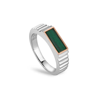 Clogau Silver Reflections of Padarn Malachite Signet Ring - Size M