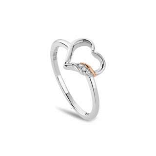 Clogau Silver Past Present Future Heart Ring - Size M