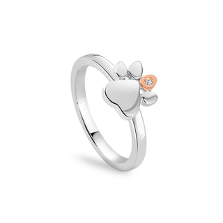 Clogau Silver Paw Prints On My Heart Ring - Size M