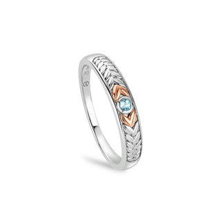 Clogau Silver Lilibet Blue Topaz Slim Channel Ring - Size M