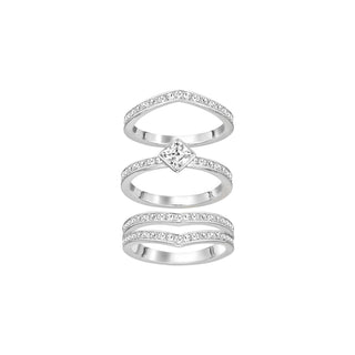 Swarovski Rhodium Plated Alpha Ring Set - Size 55