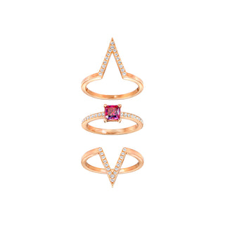 Swarovski Rose Gold Plated Funk Ring Set - Size 52