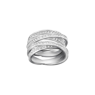 Swarovski Rhodium Plated Spiral Ring - Size 50