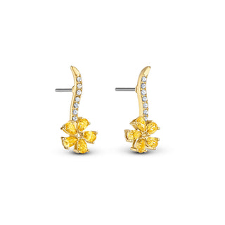 Swarovski Gold-Tone Plated Botanical Flower Earrings