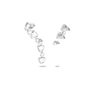 Swarovski Rhodium Plated Asymmetrical Millenia Ear Cuffs