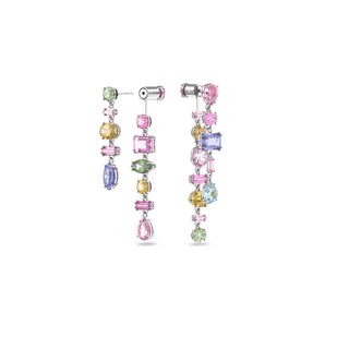 Swarovski Rhodium Plated Asymmetrical Gema Drop Earrings