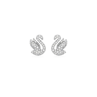 Swarovski Rhodium Plated Iconic Swan Stud Earrings