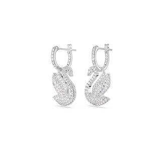 Swarovski Rhodium Plated Iconic Swan Drop Earrings