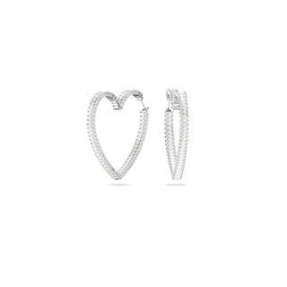 Swarovski Rhodium Plated Large Matrix Heart Hoop Earrings