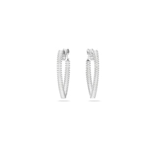 Swarovski Rhodium Plated Large Matrix Heart Hoop Earrings