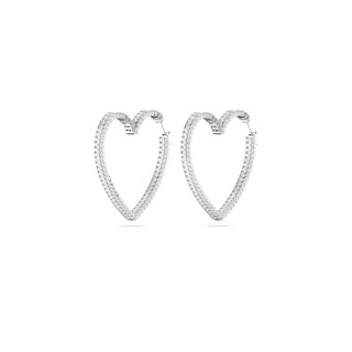 Swarovski Rhodium Plated Large Matrix Heart Hoop Earrings