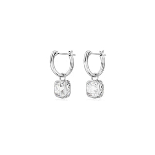 Swarovski Rhodium Plated Stilla Square Cut Drop Earrings