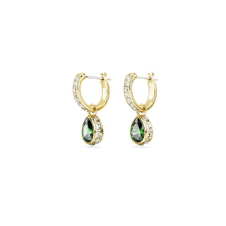 Swarovski Gold-Tone Plated Stilla Pear Cut Green Drop Earrings