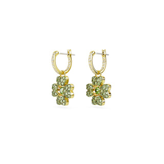 Swarovski Gold-Tone Plated Idyllia Green Clover Drop Earrings