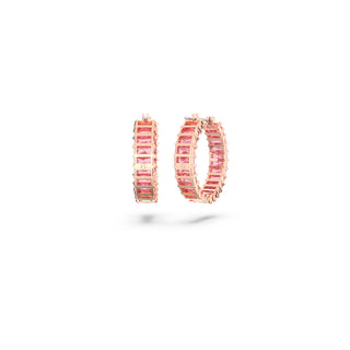 Swarovski Rose Gold-Tone Plated Matrix Baguette Cut Pink Hoop Earrings