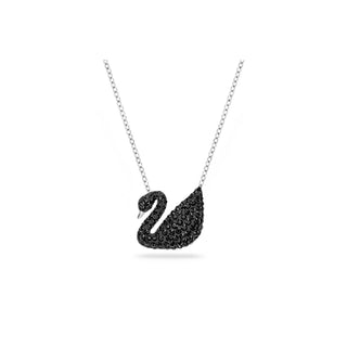 Swarovski Rhodium Plated Black Iconic Swan Pendant