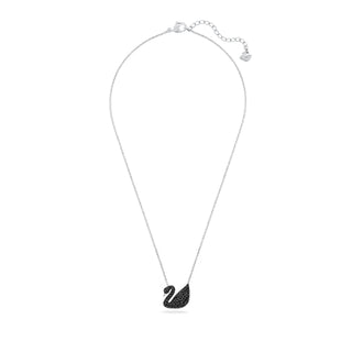 Swarovski Rhodium Plated Black Iconic Swan Pendant