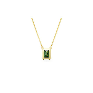 Swarovski Gold-Tone Plated Matrix Rectangular Cut Green Pendant