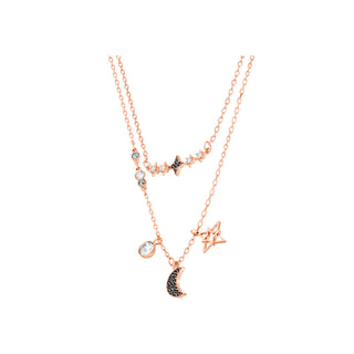 Swarovski Rose Gold-Tone Plated Symbolic Moon and Star Necklace