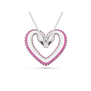 Swarovski Rhodium Plated Medium Pink Una Heart Pendant