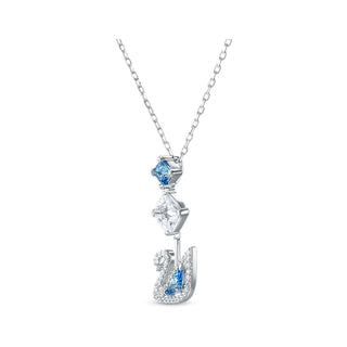 Swarovski Rhodium Plated Blue Dazzling Swan Necklace