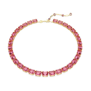 Swarovski Gold-Tone Plated Millenia Octagon Cut Pink Necklace