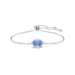 Swarovski Rhodium Plated Constella Oval Cut Blue Bracelet