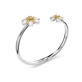 Swarovski Rhodium Plated Idyllia Yellow Flower Bangle