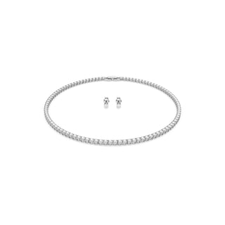 Swarovski Rhodium Plated Round Cut Tennis Deluxe Set