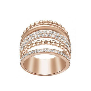 Swarovski Rose Gold Plated Click Ring - Size 58