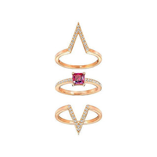 Swarovski Rose Gold Plated Funk Ring, Red - Size 48