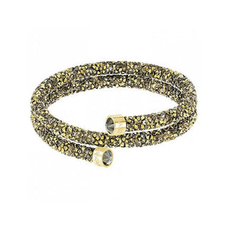 Swarovski Yellow Gold Plated Double Crystaldust Gold Bangle - Medium