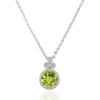 9ct White Gold Peridot and Diamond Necklace