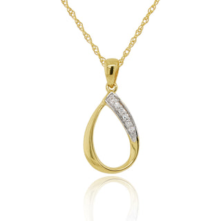 9ct Yellow Gold 0.04ct Diamond Teardrop Necklace