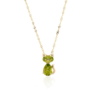 9ct Yellow Gold 0.94ct Peridot Cat Necklace