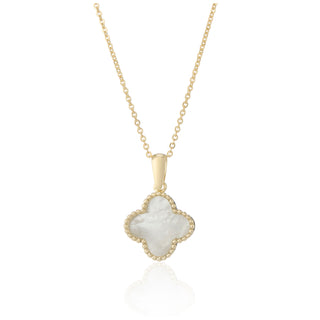 9ct Yellow Gold Single Mother-of-Pearl Clover Necklace