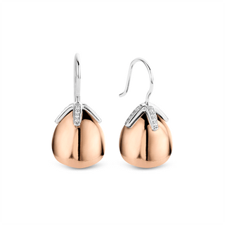 Ti Sento Silver & Rose Gold Cz Drop Earrings