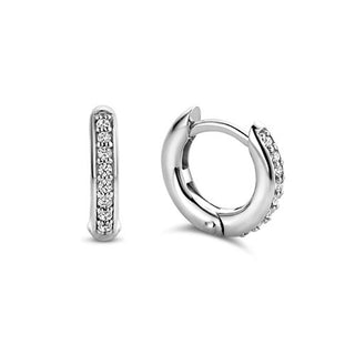 Ti Sento Silver Cz Hinged Hoop Earrings