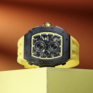 Tsar Bomba 43mm Black and Yellow Elemental Series Quartz Watch