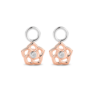 Ti Sento Silver & Rose Gold Plate Cz Flower Ear Charms