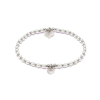 Annie Haak Silver Pretty Pearl Heart Charm Bracelet 17cm