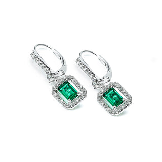 Carat* London White Gold Plated Green CZ Moxie Drop Earrings