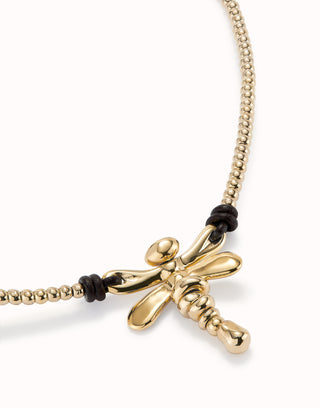 Uno de 50 Yellow Gold Plated Dragonfly Necklace