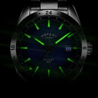 Rotary 40mm GMT Henley Blue Stainless Steel Quartz Watch